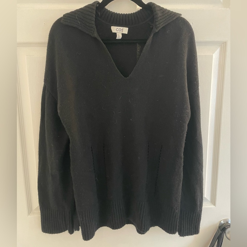 COS Collared Knit Black Sweater